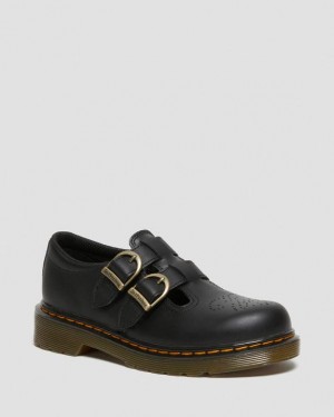 Dr. Martens Junior 8065 Softy T Leather Mary Jane Shoes Czarne | SN-DM84451