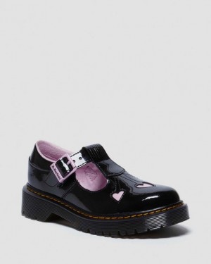 Dr. Martens Junior Heart Patent Leather Mary Janes Czarne | SN-DM84450