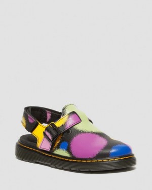 Dr. Martens Junior Jorgie Haze Hydro Leather Slingback Mules Czarne | SN-DM85076