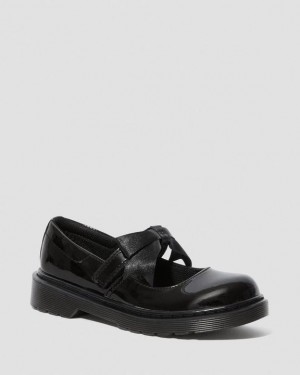 Dr. Martens Junior Maccy II Patent Leather Mary Jane Shoes Czarne | SN-DM84446