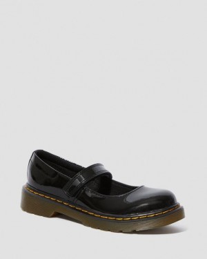 Dr. Martens Junior Maccy Patent Leather Mary Jane Shoes Czarne | SN-DM84447