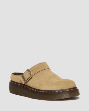 Dr. Martens Laketen Bronx Suede Platform Mules Brązowe | SN-DM84588