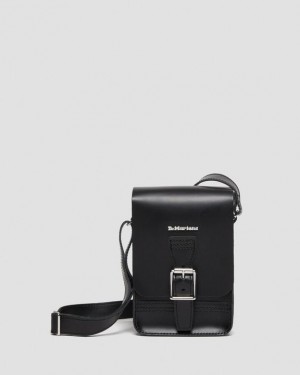 Dr. Martens Leather Vertical Crossbody Bag Czarne | SN-DM84769