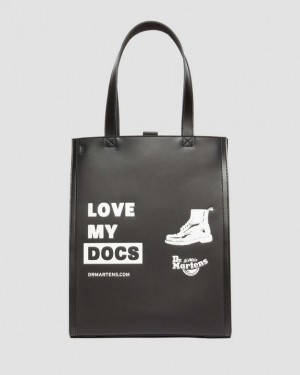 Dr. Martens Love My Docs Leather Tote Bag Czarne | SN-DM84764