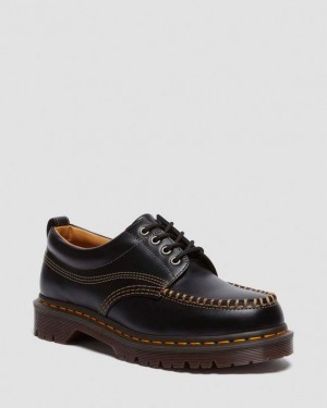 Dr. Martens Lowell Leather Moc Toe Shoes Czarne | SN-DM85057