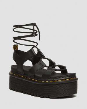 Dr. Martens Nartilla Athena Leather Gladiator Platform Sandals Czarne | SN-DM84708