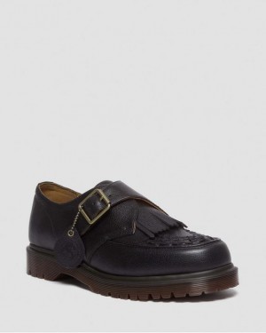 Dr. Martens Ramsey Westminster Leather Buckle Creepers Czarne | SN-DM84544