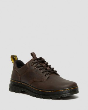 Dr. Martens Reeder Crazy Horse Leather Utility Shoes Ciemny Brązowe | SN-DM84409