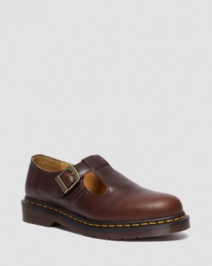 Dr. Martens T-Bar Regency Leather Mary Jane Shoes Brązowe | SN-DM84456