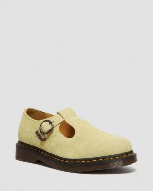 Dr. Martens T-Bar Suede Mary Jane Shoes Żółte | SN-DM84454