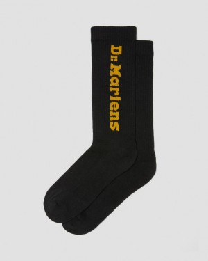Dr. Martens Vertical Logo Cotton Blend Socks Black Czarne | SN-DM85258