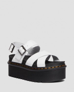 Dr. Martens Voss II Athena Leather Strap Platform Sandals Białe | SN-DM84638