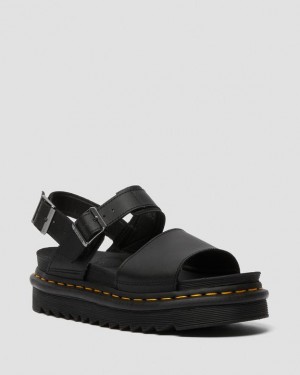 Dr. Martens Voss Leather Strap Sandals Black/Black | SN-DM84640