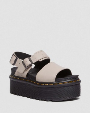 Dr. Martens Voss Pisa Leather Platform Sandals Beżowe | SN-DM84712