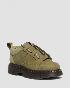 Dr. Martens Woodard Tumbled Nubuck Leather Low Casual Boots Oliwkowe | SN-DM84554