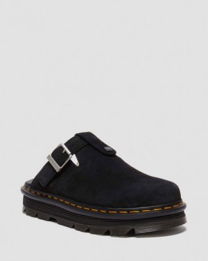 Dr. Martens Zebzag Suede Slingback Platform Mule Czarne | SN-DM85098